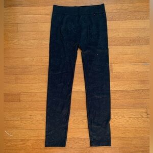 OS black floral fleece lined leggings